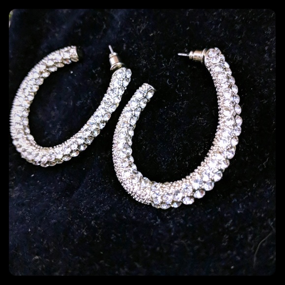 cherry Jewelry - 3/$20 CZ encrusted 3/4 hoop earrings
